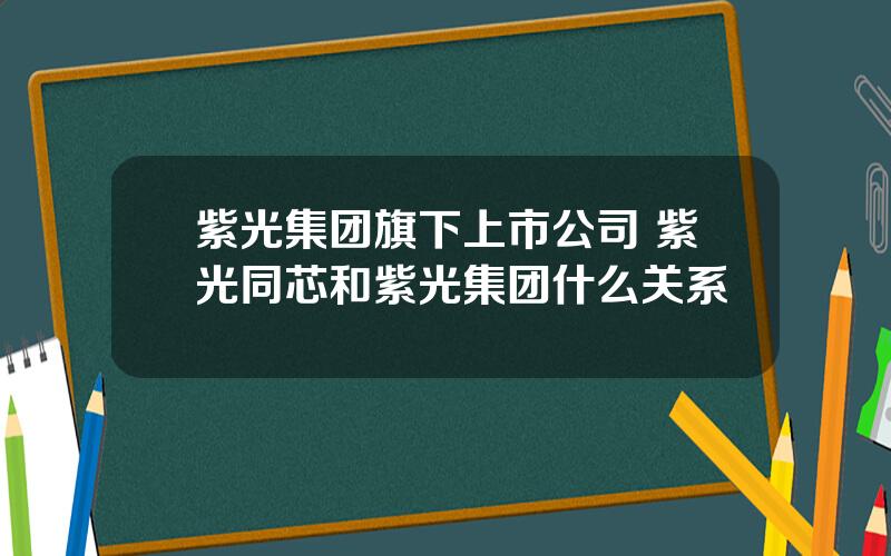 紫光集团旗下上市公司 紫光同芯和紫光集团什么关系